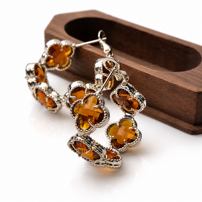 Crystal Clover Hoops