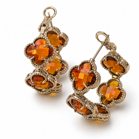 Crystal Clover Hoops
